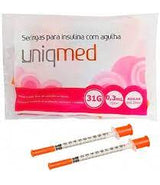 Seringa para insulina 0,3ml  com agulha 6mm X 31g  pcte com 