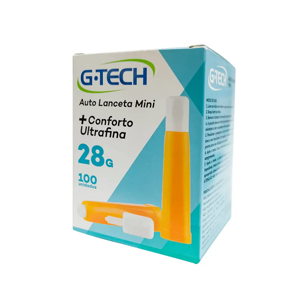 Auto Lanceta Mini 28G caixa com 100 unidades G-Tech