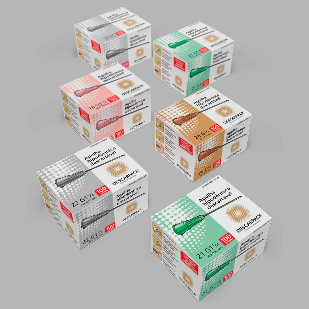 Agulha descartável estéril cx100 - Descarpack
