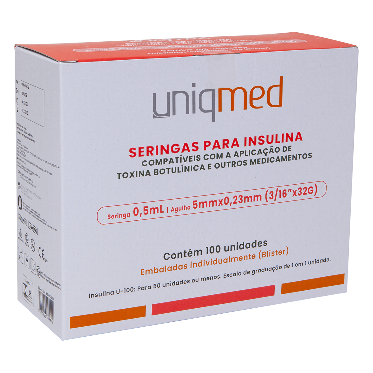Seringa para insulina 0,5ml  com agulha 5mm X 32g blister Un