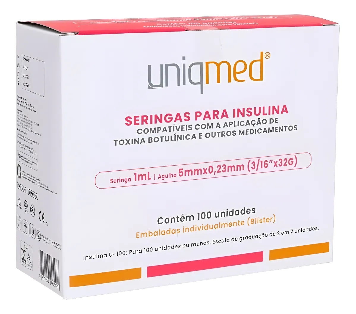 Seringa para insulina 1ml  com agulha 5mm X 32g blister Uniq