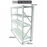 Estante em Aco 230kg p/ prateleira 200x60x200cm - WEL-20X6X20-A-L
