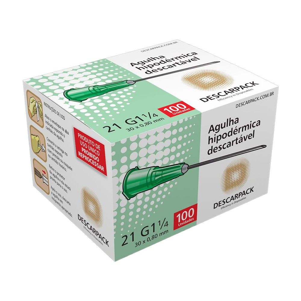 Agulha descartável estéril cx100 - Descarpack