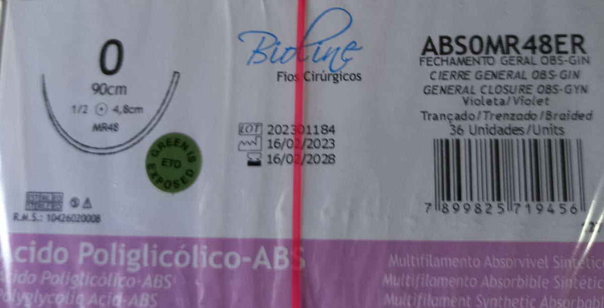 Fio abs pga 0 ag1/2 cil4,8-90cm cx c/36 unid Bioline