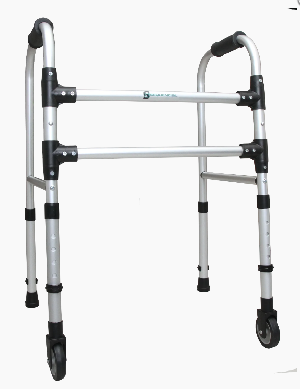 Andador Fixo 2 Barras 100kg Infantil com Rodas Natural Sequencial