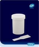 Coletor de urina 50ml tampa branca opaco com pá Cralplast