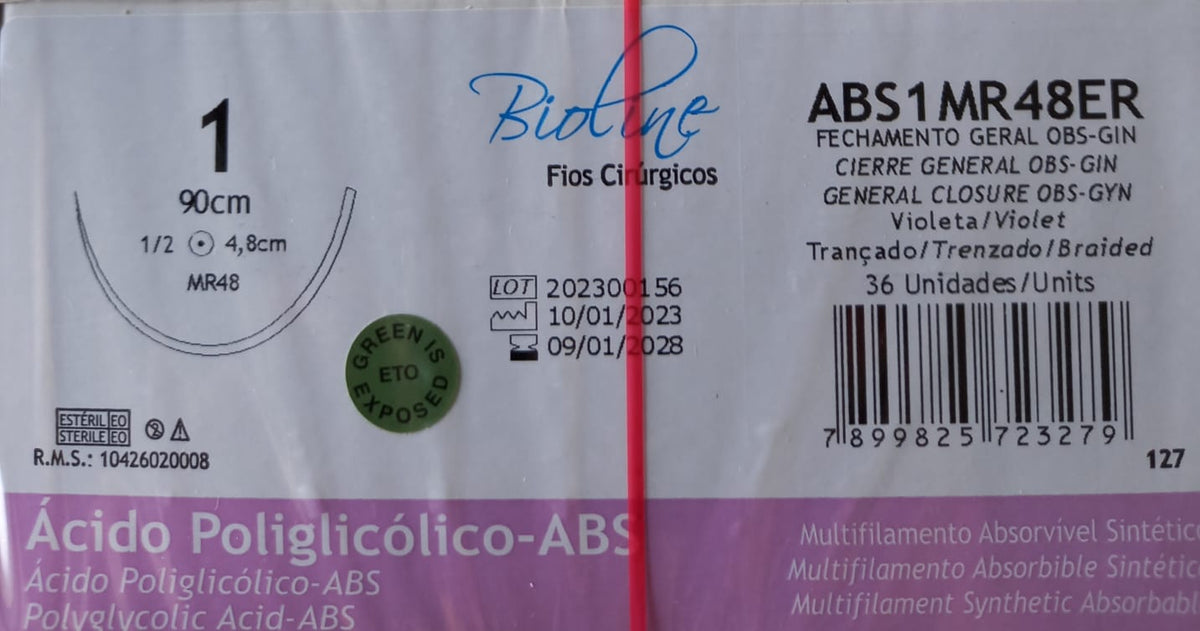 Fio abs pga 1 ag1/2 cil4,8-90cm cx c/36 unid Bioline