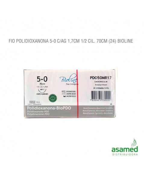 Fio Biopdo 5-0 75cm  com 2 agulhas cilíndricas de 1,7 cm cx 