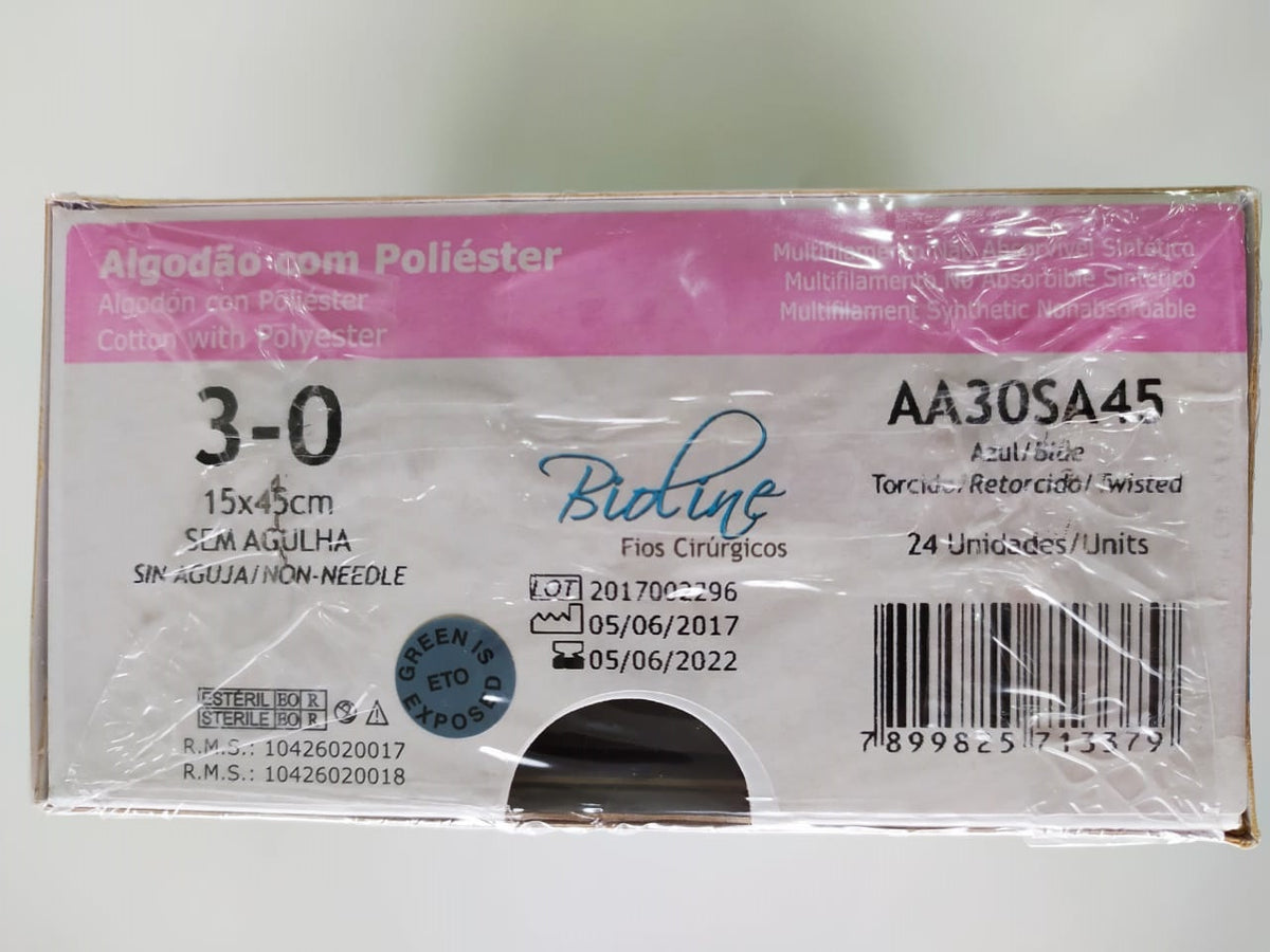 Algodao 3-0 ag3/8 cil3,0-75cm cx c/24 unid L 202302484 V 24/...