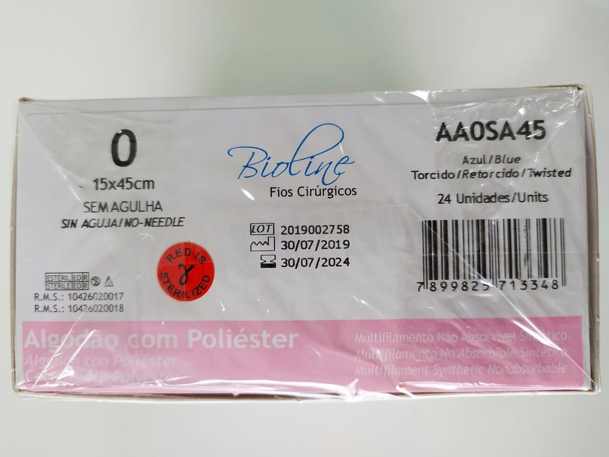 Algodão 0  s/ag 15x45cm cx c/24 unid Bioline...