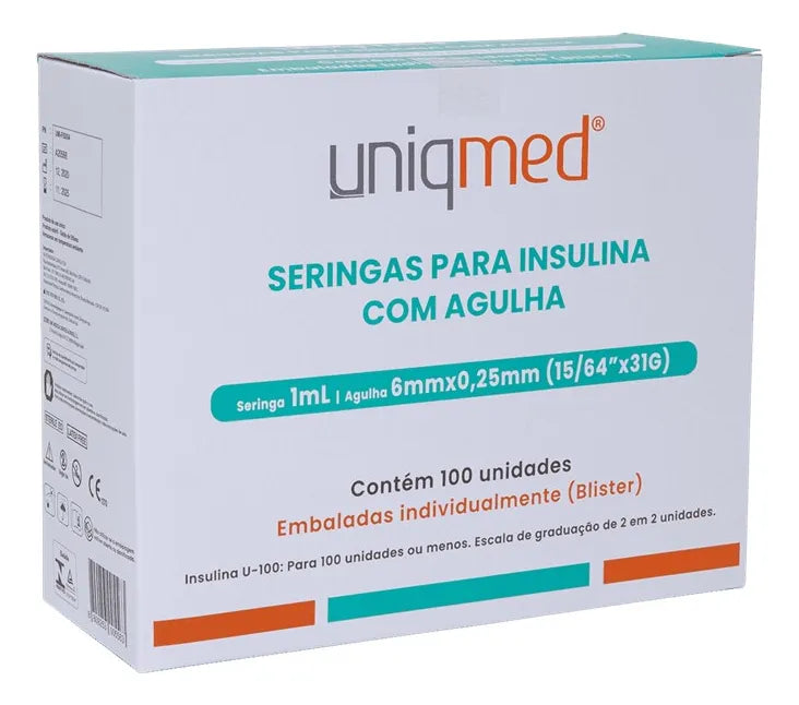Seringa para insulina 1ml  com agulha 6mm X 31g blister Uniq
