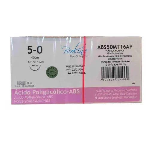 Fio Poliglicolico-abs- 5-0 ag 1/2 cor1,6 - 45cm Bioline